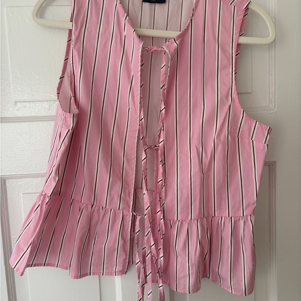 ASOS Pink Striped Tie Top